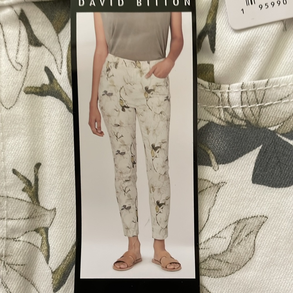 Buffalo David Bitton size 2/26 high rise skinny jeans. White/ivory/green floral - Picture 2 of 4